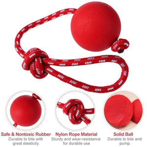 Pet Solid Rubber Ball with Rope Dog Ball Launcher Thrower